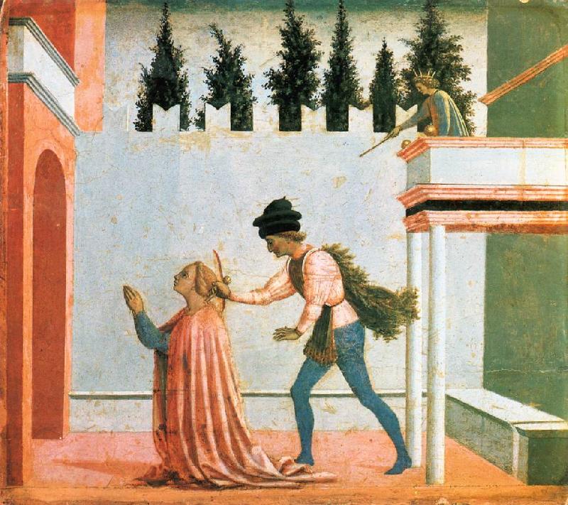 DOMENICO VENEZIANO Martyrdom of St Lucy (predella 5) dg oil painting image